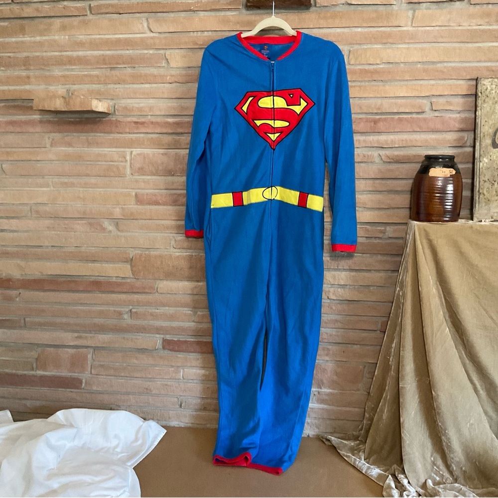 Superman Fleece One Piece Pajamas/Costume Adult Small